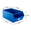 Schäfer Shop Select magazijnbak met open voorzijde, met draagbeugel, L 524 x B 307 x H 201 mm, 26 l, 120 kg, staal, RAL 5015 (hemelsblauw)