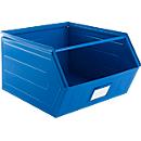 Schäfer Shop Select magazijnbak met open voorzijde, met draagbeugel, L 550 x B 458 x H 300 mm, 60 l, 130 kg, staal, RAL 5015 (hemelsblauw)