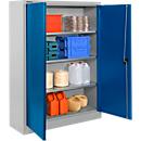Schäfer Shop Select materiaalkast MSI 16412, B 1200 x D 400 x H 1535 mm, 3 etages, staal, alu wit RAL 9006/gentiaan blauw RAL 5010