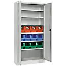 Schäfer Shop Select Material cabinet MSI 2409, with 12 bins LF 322, 6 shelves, W 950 x D 400 x H 1935 mm, steel, light grey
