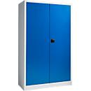 Schäfer Shop Select Materialschrank, abschließbar, 4 verzinkte Böden, 5 OH, B 1200 x T 400 x H 1935 mm, Stahl, weißaluminium/enzianblau