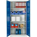 Schäfer Shop Select Materialschrank, abschließbar, 4 verzinkte Böden, 5 OH, B 950 x T 400 x H 1935 mm, Stahl, lichtgrau/enzianblau