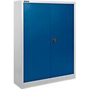 Schäfer Shop Select Materialschrank MSI 16409, B 950 x T 400 x H 1585 mm, 3 Böden, Stahl, weißaluminium RAL 9006/enzianblau RAL 5010