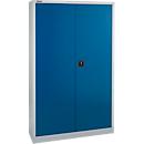 Schäfer Shop Select Materialschrank MSI 2512, 5 Ordnerhöhen, 4 Zwischenböden, Zylinderschloss, B 1200 x T 500 x H 1935 mm, weissaluminium RAL 9006/enzianblau RAL 5010