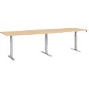 Schäfer Shop Select Meeting table, electr. height-adjustable, barrel-shaped, T-leg, W 2800 x D 800/1000 x H 640-1300 mm, maple/white aluminium