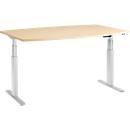 Schäfer Shop Select Mesa de reuniones ERGO-T, pata en T, forma de barca, ajustable en altura eléctr. 2 niveles, An 2000 x Al 645-1305 mm, arce 