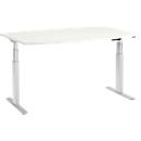 Schäfer Shop Select Mesa de reuniones ERGO-T, pata en T, forma de barca, ajustable en altura eléctr. 2 niveles, An 2000 x Al 645-1305 mm, blanco 