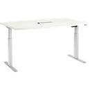 Schäfer Shop Select Mesa de reuniones ERGO-T, pata en T, forma de barca, módulo de conexiones, ajustable en altura eléctr. 1 nivel, An 2000x Al 718-1188 mm, blanco 