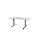 Schäfer Shop Select Mesa de reuniones Planova, rectangular, 1600 x 800 mm, gris luminoso, molduras decorativas aluminio blanco 