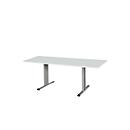 Schäfer Shop Select Mesa de reuniones Planova, rectangular, 1800 x 800 mm, gris luminoso, molduras decorativas aluminio blanco 