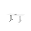 Schäfer Shop Select Mesa de reuniones Planova, rectangular incl. módulo de conexiones, 1600 x 800 mm, blanco, molduras decorativas aluminio blanco