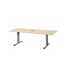 Schäfer Shop Select Mesa de reuniones Planova, rectangular incl. módulo de conexiones, 2000 x 800 mm, acabado en arce, molduras decorativas azul genciana