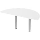 Schäfer Shop Select Mesa extensible PLANOVA ERGOSTYLE, 1/2 círculo, aluminio blanco/blanco