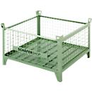 Schäfer Shop Select mesh container, with fixed walls, W 1050 x D 850 x H 670 mm, reseda green RAL 6011, up to 1000 kg