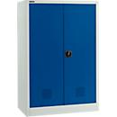 Schäfer Shop Select milieukast, B 950 x D 500 x H 1585 mm, 3 bakken van elk 18 liter, lichtgrijs/enziaans blauw