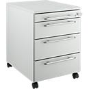 Schäfer Shop Select Moxxo IQ 1233 file cabinet on castors, rounded handle, 1 utensil compartment, 3 drawers, W 432 x D 580 x H 595 mm, lockable, luminous grey