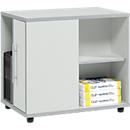 Schäfer Shop Select Moxxo IQ auxiliary file cabinet, PC tower compartment, 1 door, 2 side compartments, W 551 x D 800 x H 720 mm, light grey