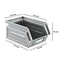 Schäfer Shop Select opbergbox met open voorkant, 0,9 l, 2,5 kg, L 163 x B 102 x H 75 mm, staal, gegalvaniseerd
