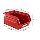 Schäfer Shop Select opbergbox met open voorzijde, 0,9 l, 2,5 kg, L 163 x B 102 x H 75 mm, staal, RAL 3000 (vuurrood)