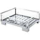 Schäfer Shop Select Palette grillagée, avec paroi rabattable, L 1240 x P 835 x H 420 mm, galvanisée à chaud, jusqu'à 1000 kg
