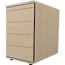 Schäfer Shop Select pedestal 13333, 1 utensil drawer, lockable, 4 drawers, W 428 x D 800 x H 740 mm, maple