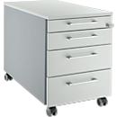 Schäfer Shop Select pedestal móvil 1233, con asa angular, aluminio blanco/gris claro/gris claro