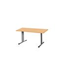Schäfer Shop Select Planova Basic mesa de reuniones, rectangular, pie T, ancho 1400 x fondo 800 x alto 717 mm, haya/aluminio blanco RAL 9006 