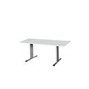 Schäfer Shop Select Planova Basic mesa de reuniones, rectangular, pie T, ancho 1600 x fondo 800 x alto 717 mm, aluminio gris claro/blanco RAL 9006 