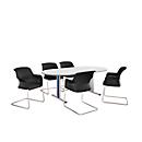 Schäfer Shop Select Planova conference table, oval, 2000 x 1000 mm, white, gentian blue decorative mouldings