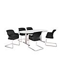 Schäfer Shop Select Planova conference table, oval, 2000 x 1000 mm, white, white aluminium decorative mouldings