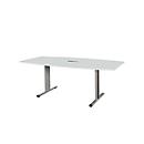 Schäfer Shop Select Planova conference table Planova, boat-shaped incl. connection module, 2000 x 1000/800 mm, light grey, burgundy violet decorative mouldings