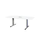 Schäfer Shop Select Planova conference table Planova, boat-shaped incl. connection module, 2000 x 1000/800 mm, white, gentian blue decorative mouldings