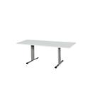 Schäfer Shop Select Planova vergadertafel, rechthoekig, 1800 x 800 mm, lichtgrijs, accentlijsten blank alu 