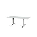 Schäfer Shop Select Planova vergadertafel, rechthoekig, 1800 x 800 mm, lichtgrijs, accentlijsten bordeaux-violet 