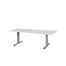 Schäfer Shop Select Planova vergadertafel, rechthoekig, 2000 x 800 mm, lichtgrijs, accentlijsten blank alu 