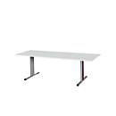 Schäfer Shop Select Planova vergadertafel, rechthoekig, 2000 x 800 mm, lichtgrijs, accentlijsten bordeaux-violet 