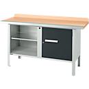 Schäfer Shop Select PWi 150-1 box-type werkbank, beuken multiplex blad, met stalen rand, tot 750 kg, B 1500 x D 700 x H 840 mm, antraciet