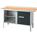 Schäfer Shop Select PWi 150-1 box-type werkbank, beuken multiplex blad, met stalen rand, tot 750 kg, B 1500 x D 700 x H 840 mm, antraciet