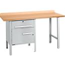 Schäfer Shop Select PWi 150-2 combinatiewerkbank, beuken multiplex blad, tot 750 kg, B 1500 x D 700 x H 840 mm, blank aluminium