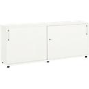 Schäfer Shop Select Rangement à portes coulissantes, bois, 2 tablettes, L 1600 mm x P 421 x H 750 mm, blanc