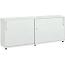 Schäfer Shop Select Rangement à portes coulissantes, bois, 2 tablettes, L 1600 mm x P 421 x H 750 mm, gris clair