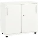 Schäfer Shop Select Rangement à portes coulissantes, bois, 2 tablettes, L 800 mm x P 421 x H 750 mm, blanc