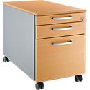 Schäfer Shop Select rolcontainer 126, 1 lade, HR- en keukengerei-uitschuiflade, ronde handgrepen, blank aluminium/beuken-decor