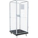 Schäfer Shop Select Rollbox ADB BASICline, 4 côtés, avec porte, sans étagère intermédiaire, jusqu'à 500 kg, roues pivotantes &amp; fixes, L 724 x l 815 x H 1800 mm, acier &amp; PEHD recyclé