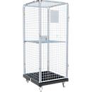 Schäfer Shop Select Rollbox ADB BASICline, 5 faces, avec porte &amp; 1 étagère fixe, jusqu'à 500 kg, roues pivotantes &amp; fixes, L 724 x l 815 x H 1810 mm, acier &amp; PEHD recyclé