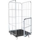 Schäfer Shop Select Rollbox BASICline, 4 côtés, avec porte avant en 2 parties, jusqu'à 500 kg, roues pivotantes &amp; fixes, L 724 x l 845 x H 1530 mm, acier &amp; PEHD recyclé