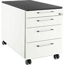 Schäfer Shop Select Rollcontainer 1233, 3 Schübe & 1 Utensilienauszug, Griff eckig, weiß/graphit
