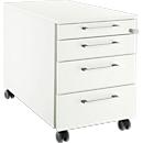 Schäfer Shop Select Rollcontainer 1233, 3 Schübe & 1 Utensilienauszug, Griff eckig, weiß/weiß