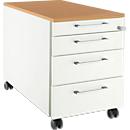 Schäfer Shop Select Rollcontainer 1233, 4 Schübe, Griff eckig, weiß/Buche-Dekor 