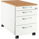 Schäfer Shop Select Rollcontainer 1233, 4 Schübe, Griff rund, weiß/Buche-Dekor